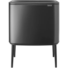 Brabantia Bo Touch Bin nyomófedeles szelektív hulladékgyűjtő, magasított, lábakon álló, műanyag tartály, 11+23L - X+J méret, acél, magabiztos szürke - 233548