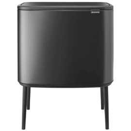 Brabantia Bo Touch Bin nyomófedeles hulladékgyűjtő, magasított, lábakon álló, műanyag tartály, 36L - R méret, acél, magabiztos szürke - 233562