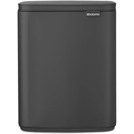 Brabantia Bo Waste Bin hulladékgyűjtő felnyitható, Soft-Close fedéllel, műanyag tartály, 12L - C méret, acél, határtalan szürke ásványi textúra - 233746