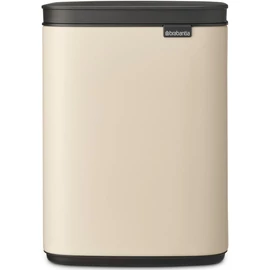 Brabantia Bo Waste Bin hulladékgyűjtő felnyitható, Soft-Close fedéllel, fali/álló, műanyag tartály, 4L - A méret, acél, világos bézs - 234088