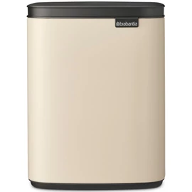 Brabantia Bo Waste Bin hulladékgyűjtő felnyitható, Soft-Close fedéllel, fali/álló, műanyag tartály, 7L - B méret, acél, világos bézs - 234101