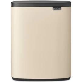 Brabantia Bo Waste Bin hulladékgyűjtő felnyitható, Soft-Close fedéllel, műanyag tartály, 12L - C méret, acél, világos bézs - 234125