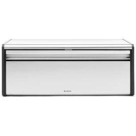 Brabantia Fall Front kenyértartó lehajtható ajtóval, mágneses zárral, sík tetővel, szögletes, 465mm széles, r.m. acél, selyem matt - 236709