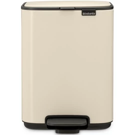 Brabantia Bo Pedal Bin pedálos hulladékgyűjtő szagmentesen záródó Soft-Close fedél, karcsú, négyzetes forma, műanyag tartály, 4L - A méret, acél, világos bézs - 237829