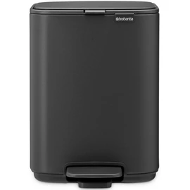 Brabantia Bo Pedal Bin pedálos hulladékgyűjtő szagmentesen záródó Soft-Close fedél, karcsú, négyzetes forma, műanyag tartály, 4L - A méret, acél, határtalan szürke ásványi textúra - 237904