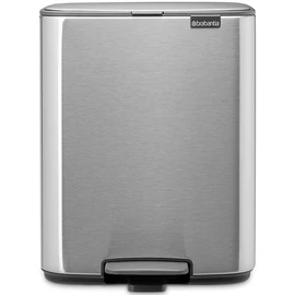 Brabantia Bo Pedal Bin pedálos hulladékgyűjtő szagmentesen záródó Soft-Close fedél, karcsú, négyzetes forma, műanyag tartály, 12L - C méret, r.m. acél, selyem matt ujjlenyomatmentes - 238048