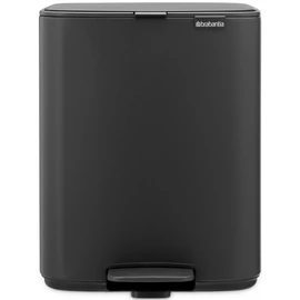 Brabantia Bo Pedal Bin pedálos hulladékgyűjtő szagmentesen záródó Soft-Close fedél, karcsú, négyzetes forma, műanyag tartály, 12L - C méret, acél, határtalan szürke ásványi textúra - 238086