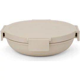 Brabantia Make & Take Lunch Bowl ételhordozó tál, 1000 ml, szivárgás- és légmentes záródás, bepattintós (clip-on) zárómechanizmus, lapos - kerek forma, BPA mentes műanyag, világos bézs - 241864