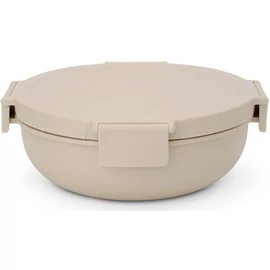 Brabantia Make & Take Salad Bowl salátástál, 1300 ml, szivárgás- és légmentes záródás, bepattintós (clip-on) zárómechanizmus, kerek forma, műanyag, világos bézs - 241888
