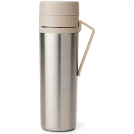 Brabantia Make & Take Insulated Flask duplafalú termosz 500 ml, hideg és meleg italok számára, szivárgásmentes, fogantyúval, r.m. acél, világos bézs - 244780