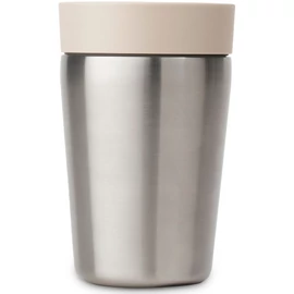 Brabantia Make &amp; Take Insulated Flask duplafalú termoszbögre 200ml, hideg és meleg italok számára, szivárgásmentes, snap lid fedél, r.m. acél, világos bézs - 244841