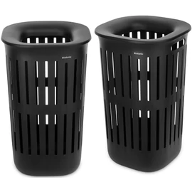 Brabantia Collect-It Laundry Basket Set of 2, magasított szennyestartó kosár szett levehető Quick-Drop fedővel, 2db-os, 55L, szellőző test, újrahasznosított műanyag, fekete - 247842