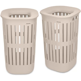 Brabantia Collect-It Laundry Basket Set of 2, magasított szennyestartó kosár szett levehető Quick-Drop fedővel, 2db-os, 55L, szellőző test, újrahasznosított műanyag, világos bézs - 247866