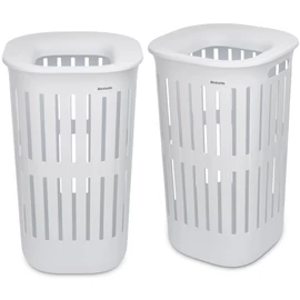 Brabantia Collect-It Laundry Basket Set of 2, magasított szennyestartó kosár szett levehető Quick-Drop fedővel, 2db-os, 55L, szellőző test, újrahasznosított műanyag, fehér - 247880