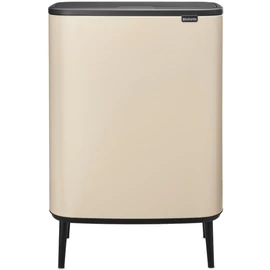 Brabantia Bo Touch Bin Hi hulladékgyűjtő Soft-Close fedéllel, magasított, lábakon álló, műanyag tartály, XXL, 60L - M méret, acél, világos bézs - 247941