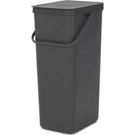 Brabantia Sort & Go konyhai szemetes felnyitható fedéllel, fogantyúval szelektív és komposzt gyűjtéséhez, 40L - L méret, sötétszürke - 251047