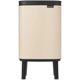 Brabantia Bo Waste Bin Hi hulladékgyűjtő felnyitható, Soft-Close fedéllel, magasított, lábakon álló, műanyag tartály, 4L - A méret, acél, világos bézs - 251627