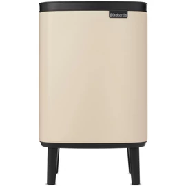 Brabantia Bo Waste Bin Hi hulladékgyűjtő felnyitható, Soft-Close fedéllel, magasított, lábakon álló, műanyag tartály, 7L - B méret, acél, világos bézs - 251641