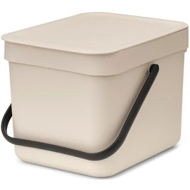 Brabantia Sort & Go konyhai szemetes felnyitható fedéllel, fogantyúval, szelektív és komposzt gyűjtéséhez, 6L - S méret, világos bézs - 251702