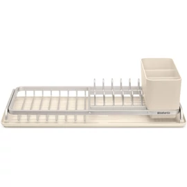 Brabantia SinkSide Compact Dish Drying Rack kompakt zárt peremű edényszárító állvány, evőeszköz tartóval, világos bézs, 200x463 mm - 252006