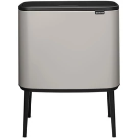 Brabantia Bo Touch Bin nyomófedeles szelektív hulladékgyűjtő, magasított, lábakon álló, műanyag tartály, 11+23L - X+J méret, acél, hamvasszürke - 255007