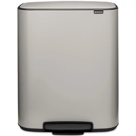 Brabantia Bo Pedal Bin pedálos szelektív hulladékgyűjtő szagmentesen záródó Soft-Close fedél, műanyag tartály, 2x30L - O méret, acél, hamvasszürke - 255069