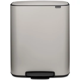 Brabantia Bo Pedal Bin pedálos hulladékgyűjtő szagmentesen záródó Soft-Close fedél, műanyag tartály, 60L - M méret, acél, hamvasszürke - 255083