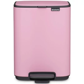 Brabantia Bo Pedal Bin pedálos hulladékgyűjtő szagmentesen záródó Soft-Close fedél, karcsú, négyzetes forma, műanyag tartály, 4L - A méret, acél, rózsaszín-lila - 255342