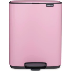 Brabantia Bo Pedal Bin pedálos hulladékgyűjtő szagmentesen záródó Soft-Close fedél, karcsú, négyzetes forma, műanyag tartály, 12L - C méret, acél, rózsaszín-lila - 255380