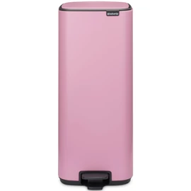 Brabantia Bo Pedal Bin pedálos hulladékgyűjtő szagmentesen záródó Soft-Close fedél, karcsú, négyzetes forma, műanyag tartály, 30L - O méret, acél, rózsaszín-lila - 255403