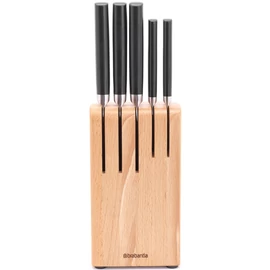 Brabantia Profile Slice & Dice konyhai késtartó blokk, 5db késsel, r.m. acél, bükkfa - 260483