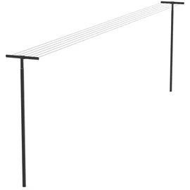 Brabantia HangOut Washing Lines kültéri oszlopos ruhaszárító kötél betonalap rögzítéssel, 50m, UV-álló szárítókötelek, alumínium, fekete - 262425