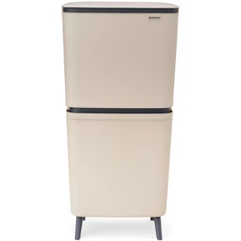Brabantia SortUp Recycle Bin Hi 2 szintes szelektív hulladékgyűjtő torony lábakon, felhajtható fedéllel, 20+25L - J méret, műanyag, világos bézs - 275005