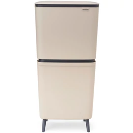 Brabantia SortUp Recycle Bin Hi 2 szintes szelektív hulladékgyűjtő torony lábakon, felhajtható fedéllel, 10+10+25L - J és X méret, műanyag, világos bézs - 275029