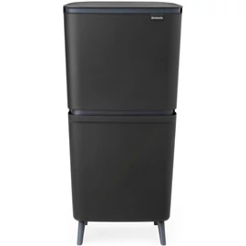 Brabantia SortUp Recycle Bin Hi 2 szintes szelektív hulladékgyűjtő torony lábakon, felhajtható fedéllel, 10+10+25L- J méret, műanyag, sötétszürke - 275043
