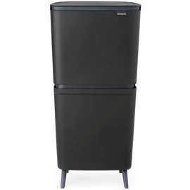 Brabantia SortUp Recycle Bin Hi 2 szintes szelektív hulladékgyűjtő torony lábakon, felhajtható fedéllel, 20+25L - J méret, műanyag, sötétszürke - 275067