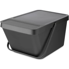 Brabantia Sort & Go Stackable Waste Bin halmozható hulladékgyűjtő felnyitható fedéllel, fogantyúval szelektív gyűjtéshez, 20L, sötétszürke - 277726