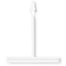 Brabantia ReNew Shower Squeegee 240mm vízlehúzó zuhanyzóba függeszthető akasztóval, 1. oldal vízlehúzó, 2. oldal kefés fej, csúszásmentes, szilikon, fehér - 280184