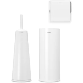 Brabantia ReNew 3db-os WC pipere csomag, WC-kefe, WC-papír és tartalék WC-papír tartó, acél, fehér - 280627