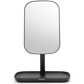 Brabantia ReNew Mirror with Storage Tray álló piperetükör alsó kozmetikai tálcával, szilikon betéttel, 360°-ban állítható üveg tükörrel, sötétszürke - 280702
