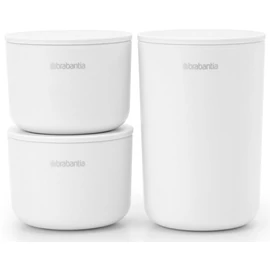 Brabantia ReNew 3db-os kozmetikai rendszerező, tároló szett, halmozható 2db kicsi kehely és 1db pohár fedővel, műanyag, fehér - 281327