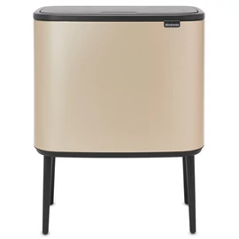 Brabantia Bo Touch Bin nyomófedeles hulladékgyűjtő, magasított, lábakon álló, műanyag tartály, 36L - R méret, acél, aranyfényű - 304583