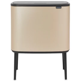 Brabantia Bo Touch Bin nyomófedeles szelektív hulladékgyűjtő, magasított, lábakon álló, műanyag tartály, 3x11L - X méret, acél, aranyfényű - 304644