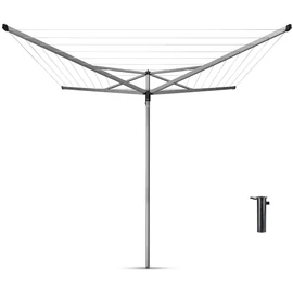 Brabantia Rotary Essential kerti ruhaszárító állvány 50m, UV-álló, D=35mm, betonalapba rögzítendő műanyag konzollal, metál szürke - 310683