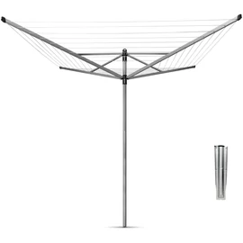 Brabantia Rotary Dryer Lift-O-Matic kerti ruhaszárító 60m, UV-álló, forgatható, D=45mm, állítható magasság, rögzítése földbe szúrható fém konzollal, metál szürke - 311000