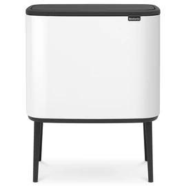 Brabantia Bo Touch Bin nyomófedeles szelektív hulladékgyűjtő, magasított, lábakon álló, műanyag tartály, 3x11L - X méret, acél, fehér - 313523