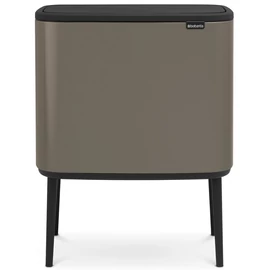 Brabantia Bo Touch Bin nyomófedeles hulladékgyűjtő, magasított, lábakon álló, műanyag tartály, 36L - R méret, acél, platinaszürke - 315787