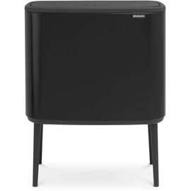 Brabantia Bo Touch Bin nyomófedeles hulladékgyűjtő, magasított, lábakon álló, műanyag tartály, 36L - R méret, acél, matt fekete - 315824