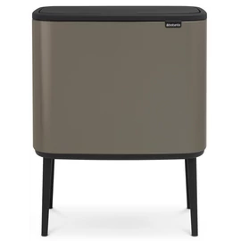 Brabantia Bo Touch Bin nyomófedeles szelektív hulladékgyűjtő, magasított, lábakon álló, műanyag tartály, 3x11L - X méret, acél, platinaszürke - 316043