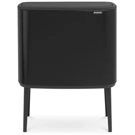 Brabantia Bo Touch Bin nyomófedeles szelektív hulladékgyűjtő, magasított, lábakon álló, műanyag tartály, 3x11L - X méret, acél, matt fekete - 316067